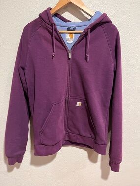 Carhartt Y2K Insulated Heavy Full Zip Hoodie Jacket Workwear Purple M